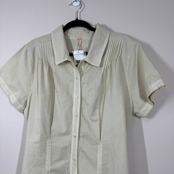 Free People Romper Button Up Women Ivory Tofu Cotton Jumpshorts Size XL - Picture 4 of 12